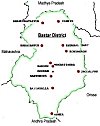 Map of Bastar district in Madhya Pradesh