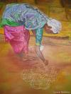 Woman Laying Rangoli 