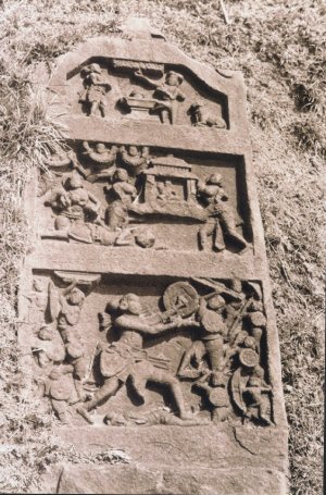 A Three Paneled Sati Stone  